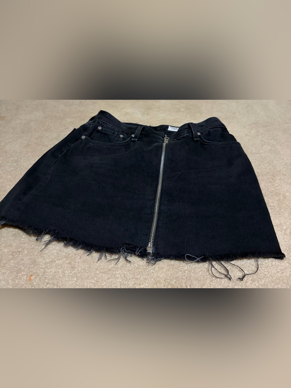 Rag and Bone Black Distressed Denim Mini Skirt